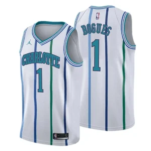 Men Charlotte Hornets 1 Tyrone Bogues Retired Player Classic White Swingman Jersey