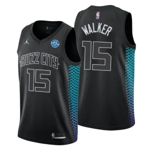 Men Charlotte Hornets 15 Kemba Walker 30th Anniversary City Edition Black Swingman Jersey