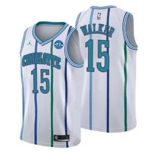 Men Charlotte Hornets 15 Kemba Walker 30th Anniversary Classic White Swingman Jersey