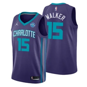 Men Charlotte Hornets 15 Kemba Walker 30th Anniversary Statement Purple Swingman Jersey