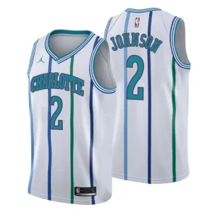 Men Charlotte Hornets 2 Larry Johnson Retired Player Classic White Swingman Jersey