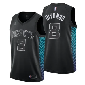 Men Charlotte Hornets 8 Bismack Biyombo City Edition Black Swingman Jersey