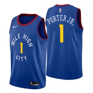 Men Denver Nuggets 1 Michael Porter Jr. Statement Blue Swingman Jersey