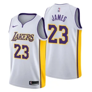 Men Los Angeles Lakers 23 LeBron James Association White Swingman Jersey