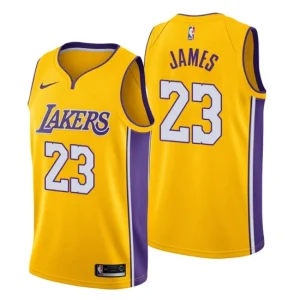 Men Los Angeles Lakers 23 LeBron James Icon Edition Gold Swingman Jersey