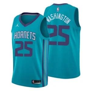 Mens 2019-20 Charlotte Hornets 25 P.J. Washington Icon Teal Swingman Jersey