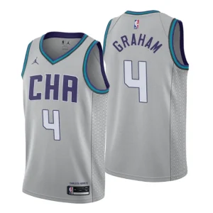 Mens 2019-20 Charlotte Hornets 4 Devonte Graham City Gray Swingman Jersey