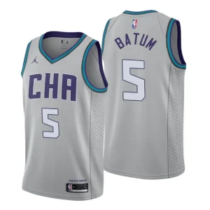 Mens 2019-20 Charlotte Hornets 5 Nicolas Batum City Gray Swingman Jersey