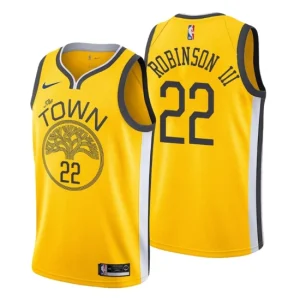 Mens 2019-20 Golden State Warriors 22 Glenn Robinson III Earned Yellow Swingman Jersey