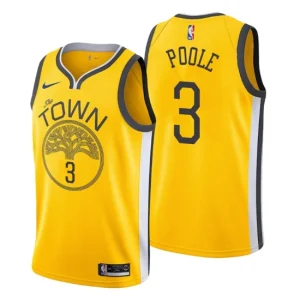 Mens 2019-20 Golden State Warriors 3 Jordan Poole Earned Yellow Swingman Jersey