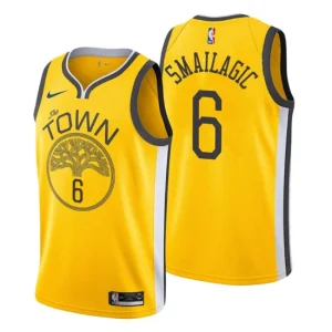 Mens 2019-20 Golden State Warriors 6 Alen Smailagic Earned Yellow Swingman Jersey