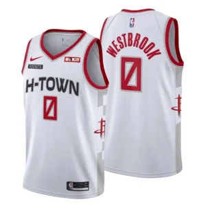 Mens 2019-20 Houston Rockets 0 Russell Westbrook City White Swingman Jersey