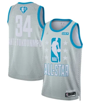 Mens 2022 All-Star 34 Giannis Antetokounmpo Gray Stitched Basketball Jerseys