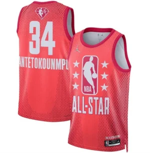 Mens 2022 All-Star 34 Giannis Antetokounmpo Maroon Stitched Basketball Jersey