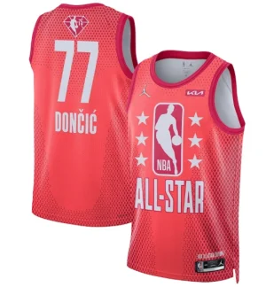 Mens 2022 All-Star 77 Luka Doncic Maroon Stitched Jersey