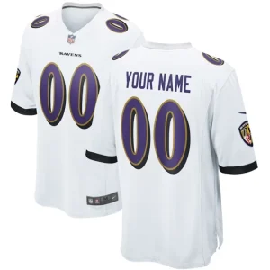 Mens Baltimore Ravens Nike White Custom Game Jersey