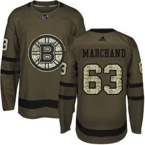 Mens Boston Bruins Brad Marchand 63 Authentic Green Salute to Service