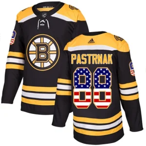 Mens Boston Bruins David Pastrnak 88 Authentic Black USA Flag Fashion