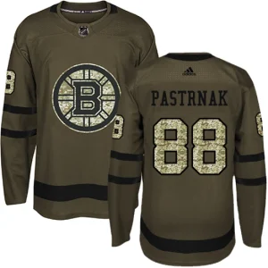 Mens Boston Bruins David Pastrnak 88 Authentic Green Salute to Service