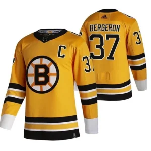 Mens Boston Bruins Patrice Bergeron 37 2022 Reverse Retro Yellow Authentic