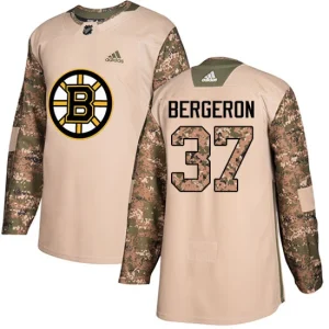 Mens Boston Bruins Patrice Bergeron 37 Authentic Camo Veterans Day Practice