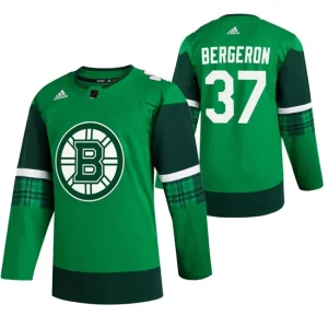 Mens Boston Bruins Patrice Bergeron 37 Green 2020 St Paddys Day