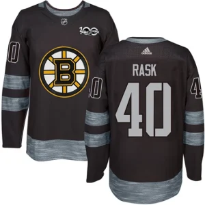 Mens Boston Bruins Tuukka Rask 40 Authentic Black 1917-2017 100th Anniversary