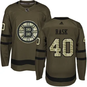 Mens Boston Bruins Tuukka Rask 40 Authentic Green Salute to Service