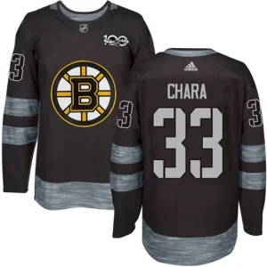 Mens Boston Bruins Zdeno Chara 33 Authentic Black 1917-2017 100th Anniversary