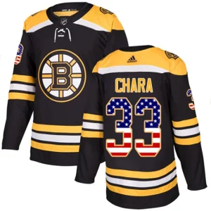 Mens Boston Bruins Zdeno Chara 33 Authentic Black USA Flag Fashion