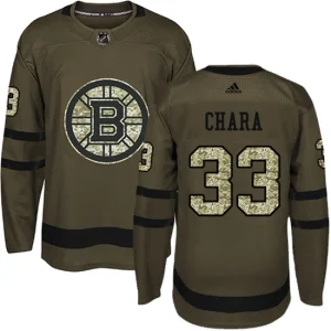 Mens Boston Bruins Zdeno Chara 33 Authentic Green Salute to Service