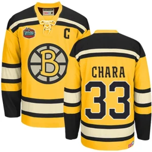 Mens Boston Bruins Zdeno Chara 33 Authentic Throwback Gold CCM Winter Classic