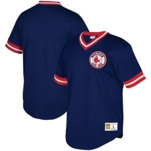 Mens Boston Red Sox Mitchell & Ness Navy Big & Tall Mesh V-Neck Jersey