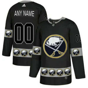 Mens Buffalo Sabres Custom Black Team Logos Fashion Adidas Jersey