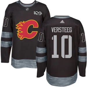 Mens Calgary Flames Kris Versteeg 10 Authentic Black 1917-2017 100th Anniversary