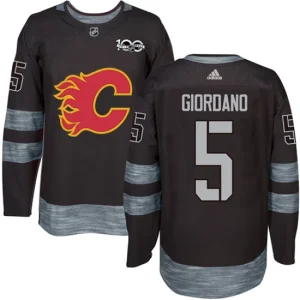 Mens Calgary Flames Mark Giordano 5 Authentic Black 1917-2017 100th Anniversary