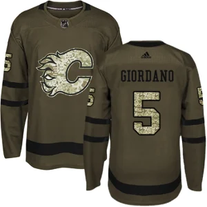 Mens Calgary Flames Mark Giordano 5 Authentic Green Salute to Service