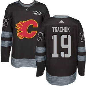 Mens Calgary Flames Matthew Tkachuk 19 Authentic Black 1917-2017 100th Anniversary