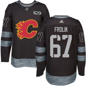 Mens Calgary Flames Michael Frolik 67 Authentic Black 1917-2017 100th Anniversary