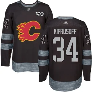 Mens Calgary Flames Miikka Kiprusoff 34 Authentic Black 1917-2017 100th Anniversary