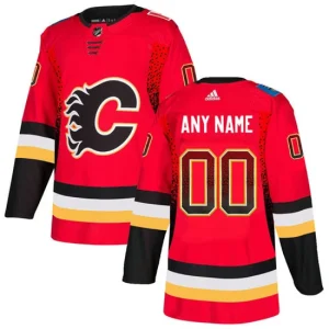 Mens Calgary Flames Red Customized Drift Fashion Adidas Jersey