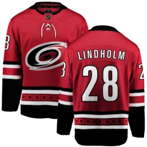 Mens Carolina Hurricanes Elias Lindholm 28 Breakaway Red Fanatics Branded Home