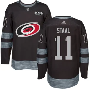 Mens Carolina Hurricanes Jordan Staal 11 Authentic Black 1917-2017 100th Anniversary