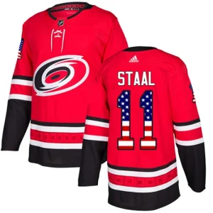 Mens Carolina Hurricanes Jordan Staal 11 Authentic Red USA Flag Fashion