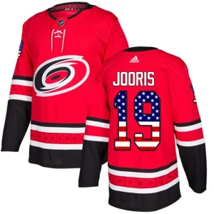 Mens Carolina Hurricanes Josh Jooris  19 Authentic RedUSA Flag Fashion