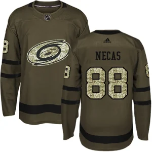 Mens Carolina Hurricanes Martin Necas 88 SAuthentic Green alute to Service