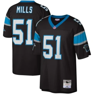 Mens Carolina Panthers Sam Mills Mitchell & Ness Black Legacy Jersey