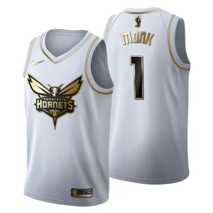 Mens Charlotte Hornets 1 Malik Monk Golden Edition White Fashion Jersey