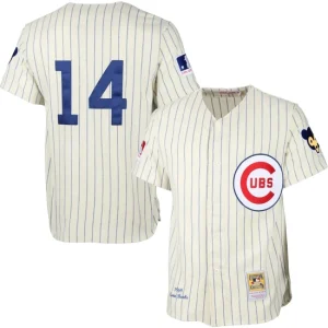 Mens Chicago Cubs Ernie Banks Mitchell & Ness Cream MLB Jersey