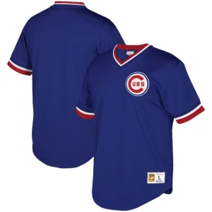 Mens Chicago Cubs Mitchell & Ness Royal Big & Tall Mesh V-Neck Jersey